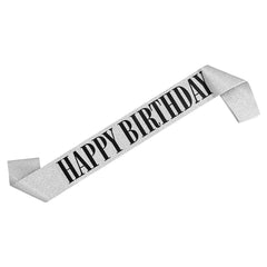 Echarpe Happy Birthday Argent / Echarpe d'anniversaire Argent "Happy Birthday" / La Maison Du Déguisement