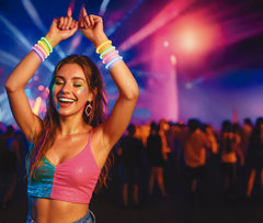 Bracelets fluo multicolores par 100 / Tube 100 bracelets lumineux fluo / La Maison Du déguisement