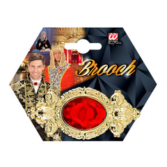 Broche rouge / Broche Dorée avec pierre rouge / La Maison Du Déguisement