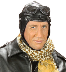 Chapeau Aviateur en simili cuir / Casque Pilote Noir / La Maison Du Déguisement