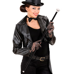 Canne à Pommeau Blanc / Canne Dandy 80 cm / Canne Noire avec Pommeau Blanc / La Maison Du Déguisement