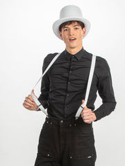 Chapeau Haut De Forme Blanc / Chapeau Rocambole Blanc / La Maison Du Déguisement