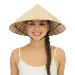 Chapeau chinois En paille / Chapeau Vietnamien en Paille / Chapeau Mandarin / La Maison du Déguisement
