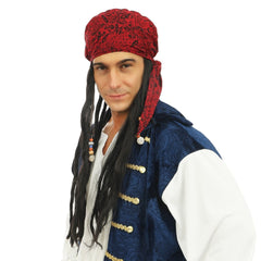 Perruque Pirate Avec Foulard / Perruque Corsaire Avec Foulard / La Maison du Déguisement