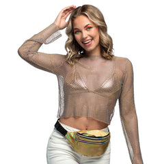 Banane Hologramme Années 80 Or / Sac ceinture Hologramme Doré / La Maison Du Déguisement