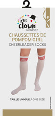 Chaussettes Cheerleader Blanches à Bandes Rouges / Chaussettes Pom Pom Girl Blanc et Rouge / La Maison Du Déguisement