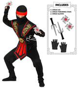 Déguisement Ninja Rouge avec Armes Enfant / Costume Combat Ninja Rouge Avec Armes Enfant / La Maison Du Déguisement