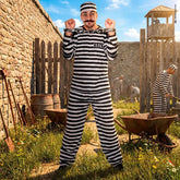 Déguisement Bagnard Adulte / Costume Prisonnier Blanc et Noir / La Maison Du Déguisement