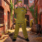 Déguisement Prisonnier Jaune Adulte / Costume Dalton / Costume Bagnard jaune et noir / La Maison Du Déguisement