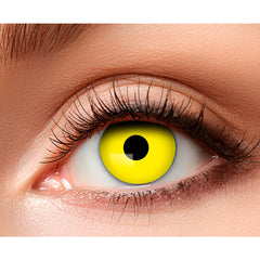 Lentilles fantaisie journalière jaune / Lentilles Oeil Corbeau jaune semaine / La Maison Du Déguisement