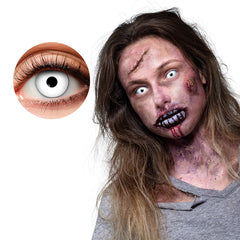 Lentilles fantaisie journalière Blanc / Paire lentilles de semaine Infected / Lentilles Oeil Blanc Journalière / La Maison Du Déguisement