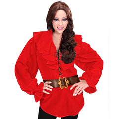 Déguisement Chemise Pirate Rouge / Costume Chemise Renaissance Rouge / Chemise Pirate Corsaire / La maison Du déguisement