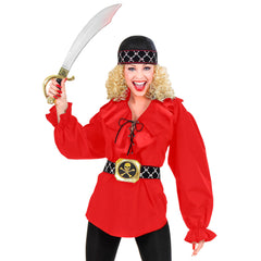 Déguisement Chemise Pirate Rouge / Costume Chemise Renaissance Rouge / Chemise Pirate Corsaire / La maison Du déguisement