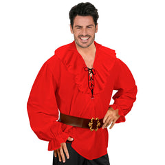 Déguisement Chemise Pirate Rouge Homme / Costume Chemise Renaissance Rouge Homme / Chemise Pirate Corsaire / La maison Du déguisement