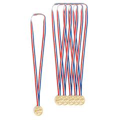 Médaille Winner Or Pack de 8 / 8 Médailles de Champion avec ruban / La Maison du Déguisement