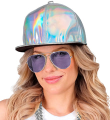 Casquette Holographique Argent / Casquette Années 80 Métallique Argent / Casquette Disco Argent Hologramme / La Maison Du Déguisement