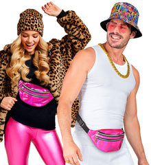 Sac Ceinture Holographique Rose / Banane Années 80 Hologramme Rose / La maison Du Déguisement