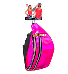 Sac Ceinture Holographique Rose / Banane Années 80 Hologramme Rose / La maison Du Déguisement