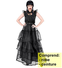 Déguisement Dark Girl Robe de Bal Adulte / Costume Robe De Bal Noire Mercredi Addams / Costume Robe Fille Sombre Adulte / La Maison Du Déguisement