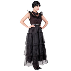 Déguisement Dark Girl Robe de Bal Adulte / Costume Robe De Bal Noire Mercredi Addams / Costume Robe Fille Sombre Adulte / La Maison Du Déguisement
