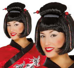 Perruque Japonaise Noir / Perruque de Geisha / Perruque Fujiko / La Maison Du Déguisement
