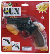 Revolver 8 Coups Police Noir / Pistolet Cowboy Noir Métal 8 Coups / La Maison Du Déguisement