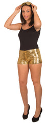 Shorts paillettes Or / Short disco Sequins Doré / La Maison Du Déguisement