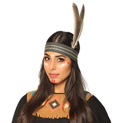 Bandeau Indienne avec 2 Plumes / Serre tête Cheyenne / Bandeau Femme sage / La Maison du Déguisement