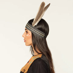 Bandeau Indienne avec 2 Plumes / Serre tête Cheyenne / Bandeau Femme sage / La Maison du Déguisement
