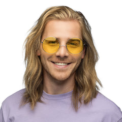 Lunettes party Hippie GM Jaune / Lunettes Lennon GM Jaune / Lunettes Hippie GM Jaune / La Maison Du Déguisement