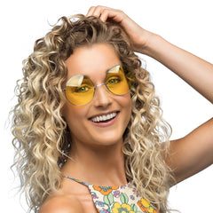 Lunettes party Hippie GM Jaune / Lunettes Lennon GM Jaune / Lunettes Hippie GM Jaune / La Maison Du Déguisement