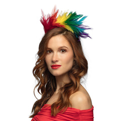 Serre tête Coco Plumes multicolore / Tiare Coco plumes / Diadème Coco Plumes / La Maison du Déguisement