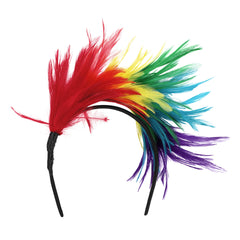 Serre tête Coco Plumes multicolore / Tiare Coco plumes / Diadème Coco Plumes / La Maison du Déguisement