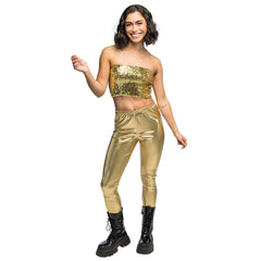 Haut Paillettes Dorée Adulte / Top Éclat Or / Haut Sequins Sparkle Femme / La Maison Du Déguisement
