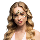 Strass autocollant pour visage Doré / Paillettes autocollantes pour maquillage et festivals Or / Bijoux de Visage Cordelia / La Maison Du Déguisement