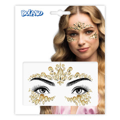 Strass autocollant pour visage Doré / Paillettes autocollantes pour maquillage et festivals Or / Bijoux de Visage Cordelia / La Maison Du Déguisement