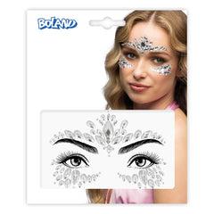 Strass autocollant pour visage Argent / Paillettes autocollantes pour maquillage et festivals Argent / Bijoux de Visage Cordelia / La Maison Du Déguisement