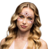 Strass autocollant pour visage Rose / Paillettes autocollantes pour maquillage et festivals Rose / Bijoux de Visage Cordelia / La Maison Du Déguisement