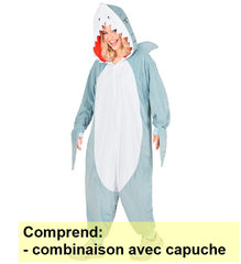 Déguisement Pyjama Kigurumi Requin Adulte / Costume Combinaison en Peluche Requin Poisson Homme / Costume Requin Femme / La Maison Du Déguisement