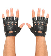 Gants Mitaines de Biker / Mitaines Cloutés / Gants Punk Noirs / 2 Gants de Rockeur / La Maison Du Déguisement