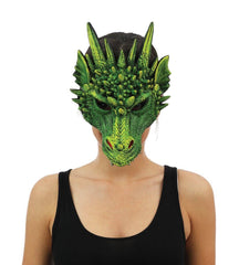 Masque Dragon Vert, Demi Visage / Demi Masque Dragon Souple / La Maison Du Déguisement