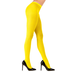 Collant Opaque Jaune Fluo / Collant Jaune Fluo Extensible 40 Deniers / La Maison Du Déguisement