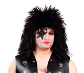 Perruque Rock Star Année 80 Noir Homme / Perruque Hard Rockeur Kiss Noir / Perruque Chanteur Rock Noir / La Maison Du Déguisement