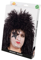 Perruque Rock Star Année 80 Noir Homme / Perruque Hard Rockeur Kiss Noir / Perruque Chanteur Rock Noir / La Maison Du Déguisement