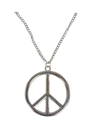 Collier Hippie Argent / Chaîne Hippie Peace and Love en Métal Argenté / La Maison Du Déguisement