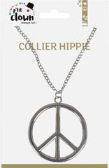 Collier Hippie Argent / Chaîne Hippie Peace and Love en Métal Argenté / La Maison Du Déguisement