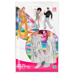 Jambières Disco Paillettes Argent / Pattes d’éléphant miroir Argent / La maison Du Déguisement