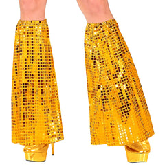 Jambières Disco Paillettes Doré / Pattes d’éléphant miroir Or / La maison du Déguisement