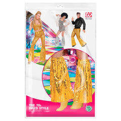Jambières Disco Paillettes Doré / Pattes d’éléphant miroir Or / La maison du Déguisement