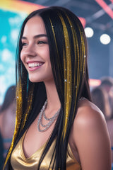 Mèches Glitter Dorée / Perruque 3 Mèches Paillettes Or / La Maison Du Déguisement